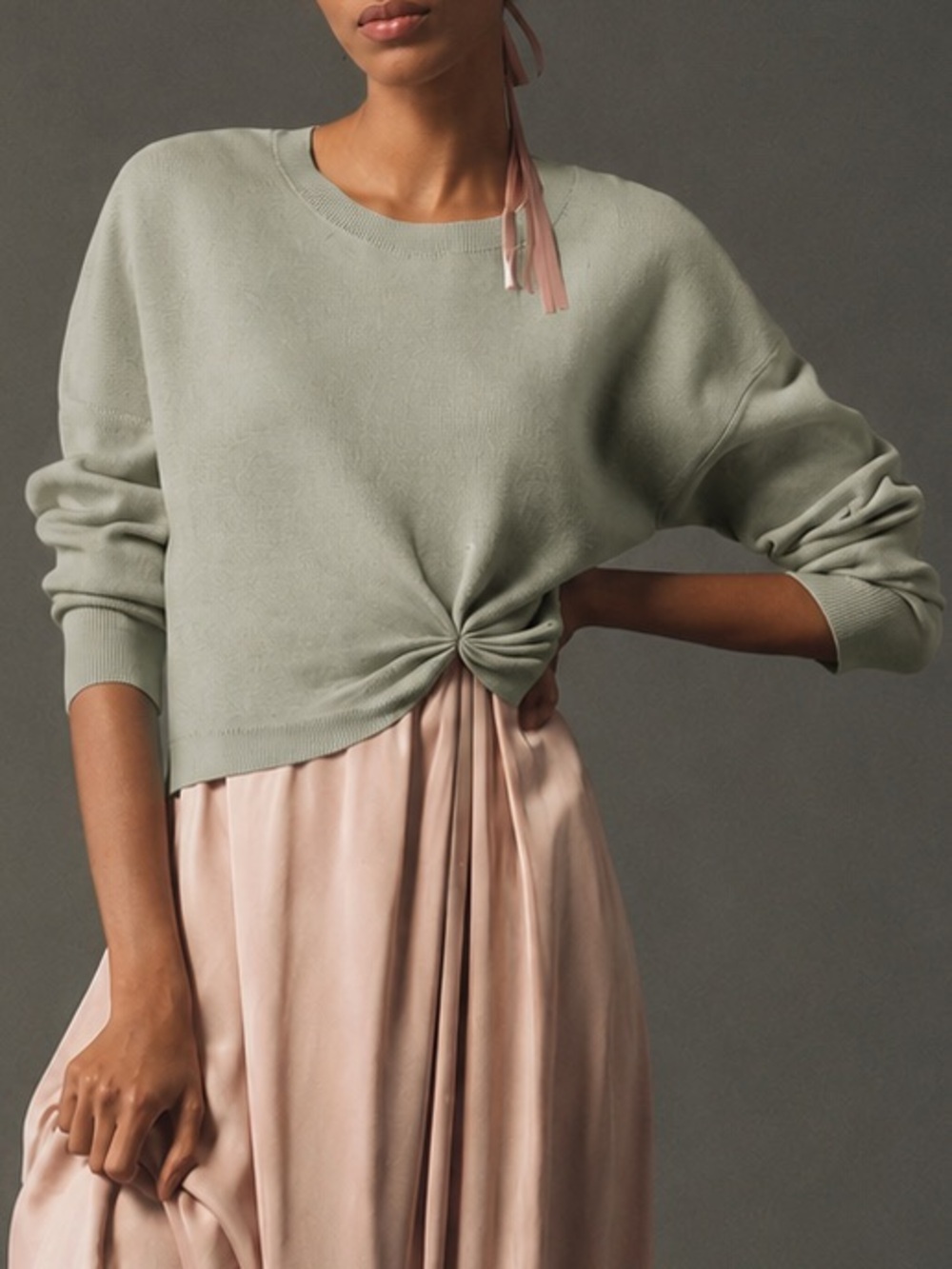 Anthropologie Gemini Twist Front Crop Sweater XL